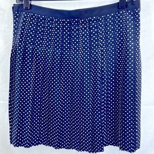 J Crew pleated skirt blue white mini dots size 6